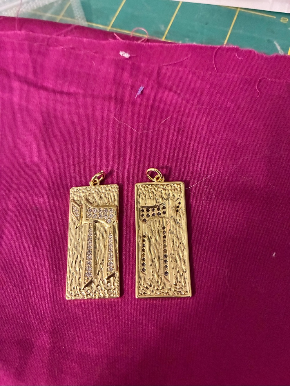 Gold Chai Rectangular Pendant Necklace Charm - Gold Color